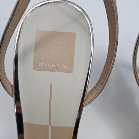 Dolce Vita Keisha Pump Womens 9 Metallic Gold Ankle Strap Pointed Toe Heels - Picture 9 of 15